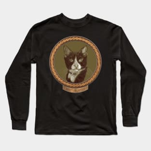 Bobby Cat (frame copper celtic rope fabric rim) Long Sleeve T-Shirt